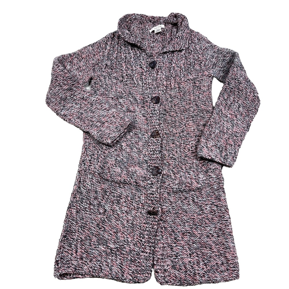 Free People Cardigan Sweater Women Large Pink Long Duster Wool Blend Boho